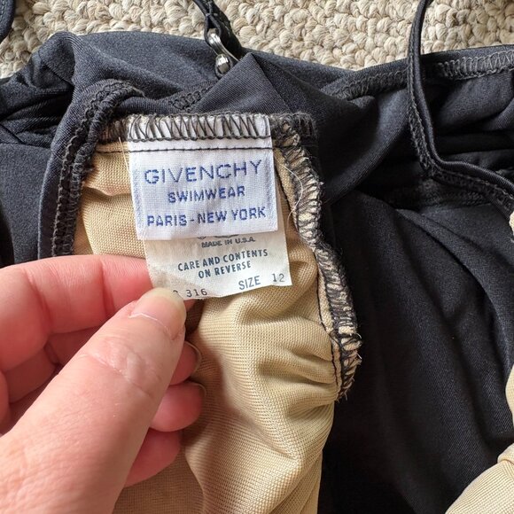 Vintage Givenchy Swimwear – Black Skirted One Piece | Size 12 | Union Made - Picture 5 of 14